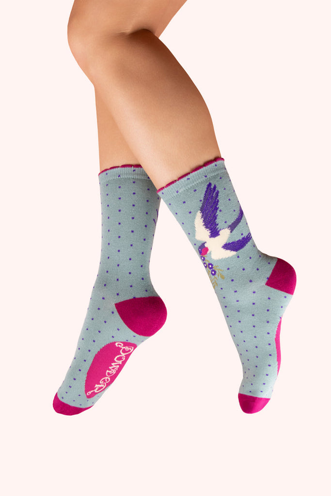 Powder Swooping Swallow Ankle Socks