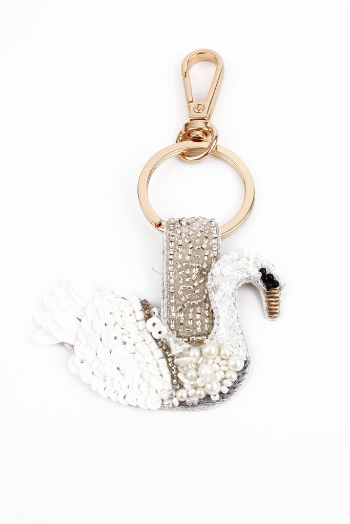 Swan Beaded Keyring/Bag Charm