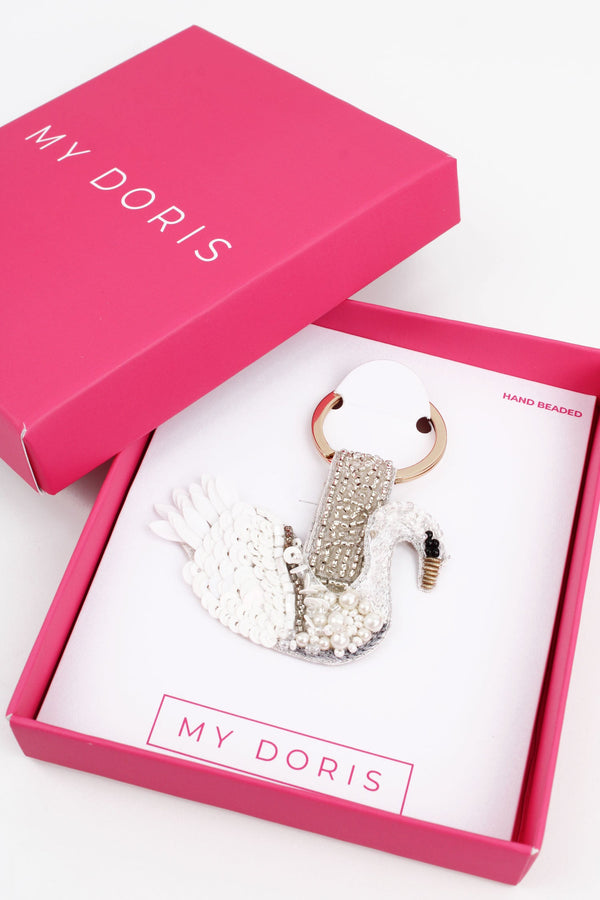 Swan Beaded Keyring/Bag Charm