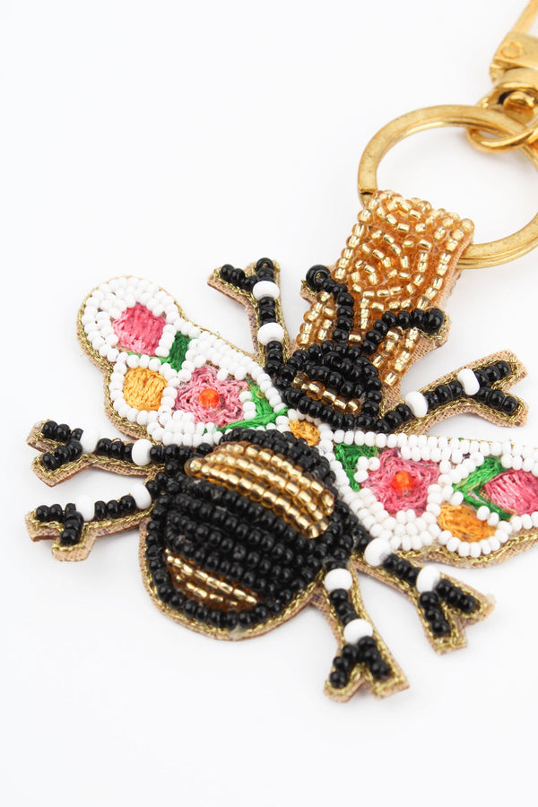Bee Beaded Keyring/Bag Charm