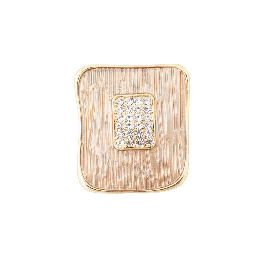 Gold & Crystal Square Magnetic Brooch