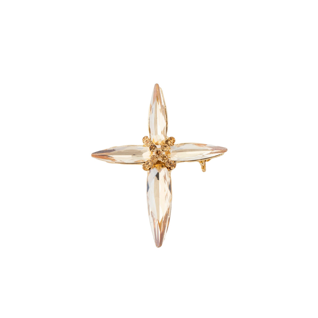 Gold & Champagne Crystal Brooch