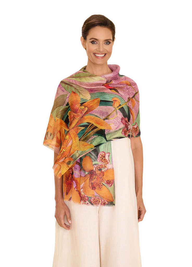 Powder Lavender Botany Bliss Linen/Cotton Scarf
