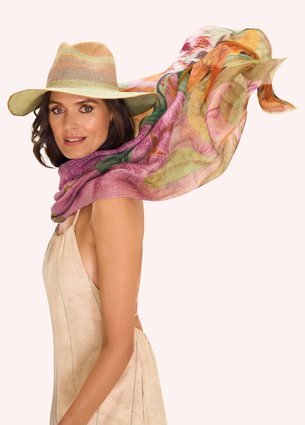 Powder Lavender Botany Bliss Linen/Cotton Scarf