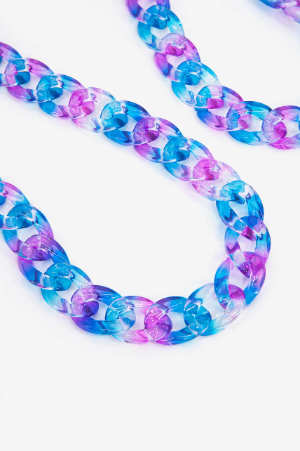 Blue & Violet Two Tone Curb Chain Link Acrylic Bag Strap