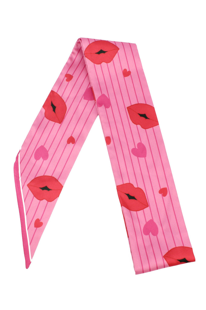 Pink Lips Silky Narrow Scarf