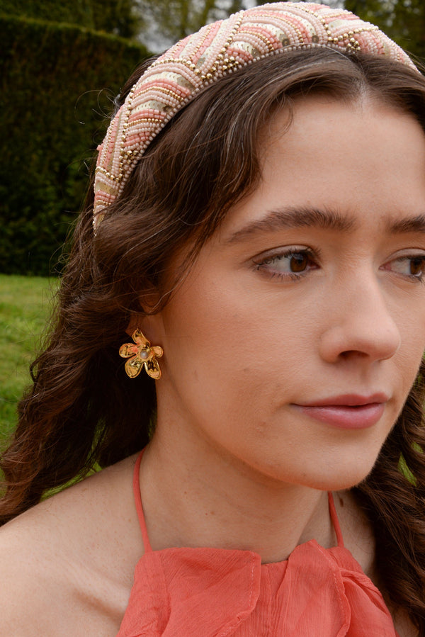 Gold Small Stud Flower Earrings