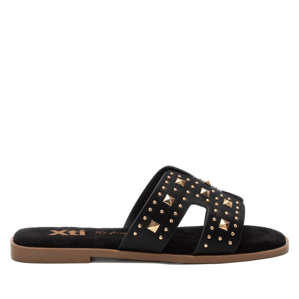 Black Studded XTI Flat Sandals