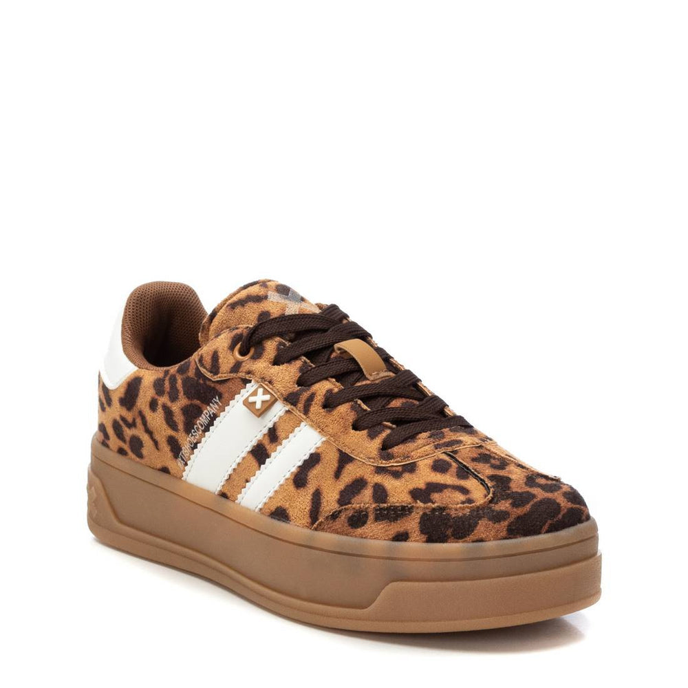 XTI Leopard Suede Gum Sole Trainers