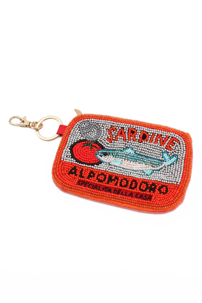 Sardine & Tomato Beaded Keyring Pouch