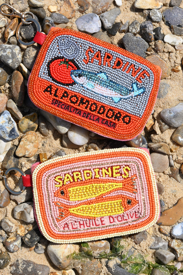 Sardine & Tomato Beaded Keyring Pouch