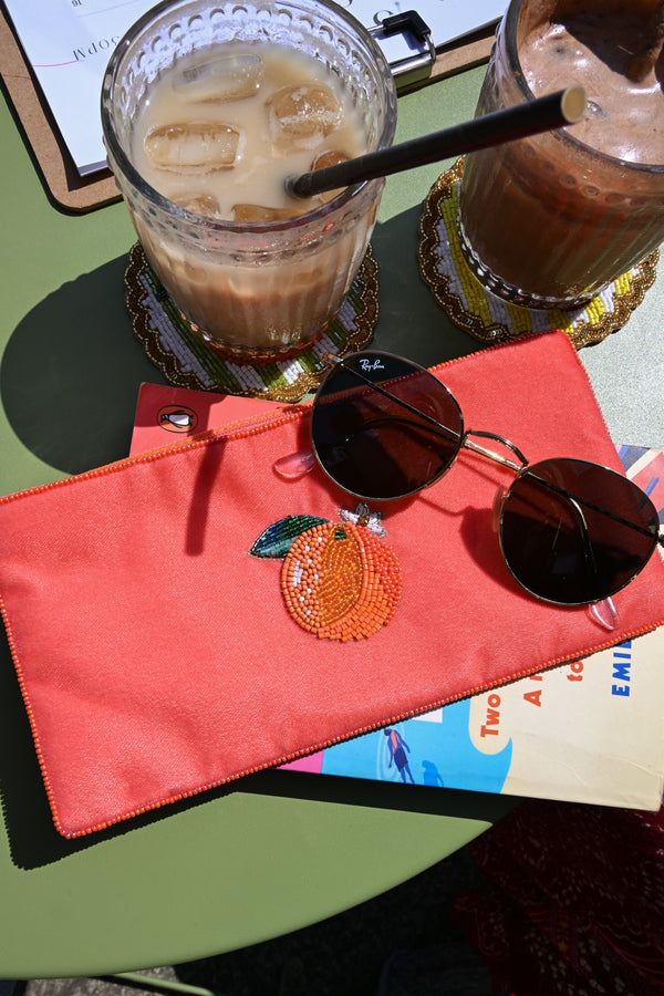 Orange Fruit Beaded Multi Use Pouch