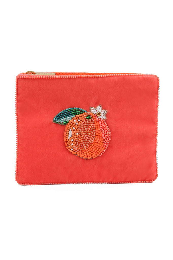Orange Fruit Beaded Small Pouch