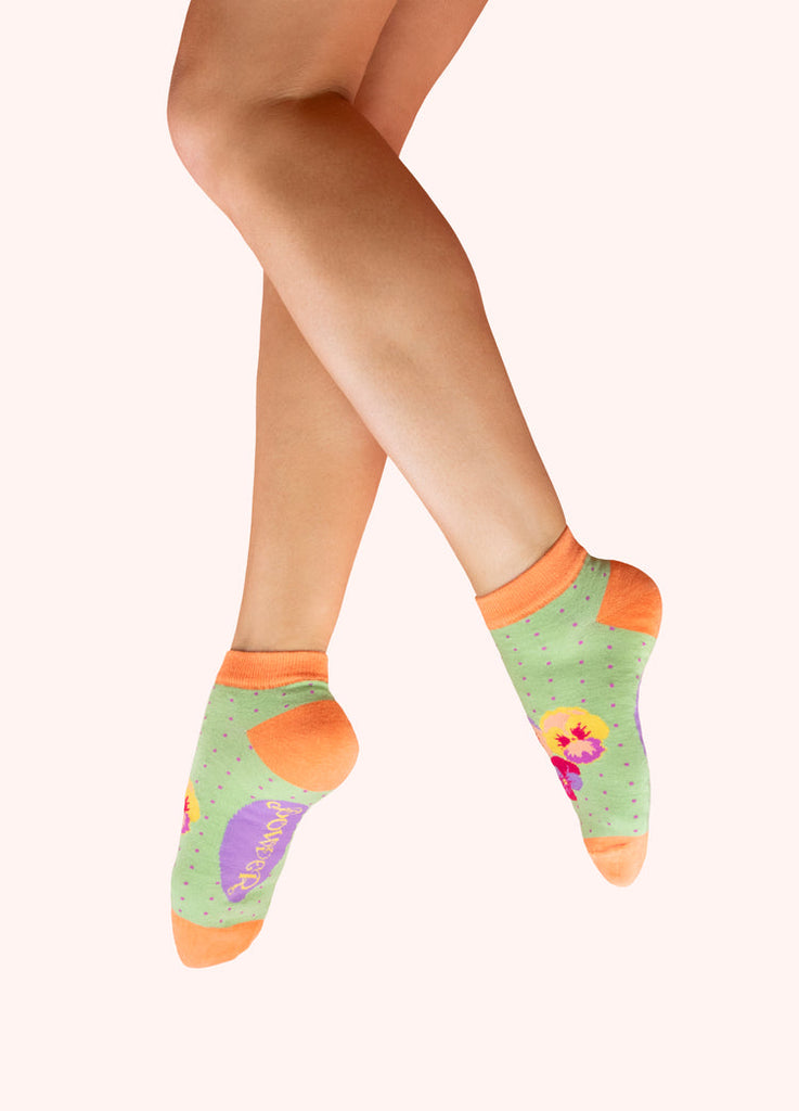 Powder Mint Spring Blooms Trainer Socks