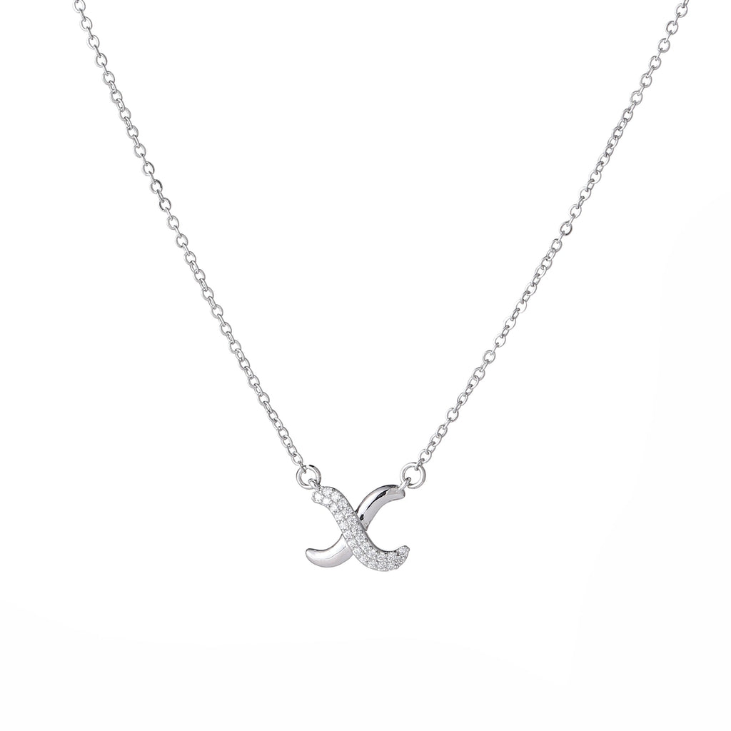 Silver & Crystal “X” Necklace