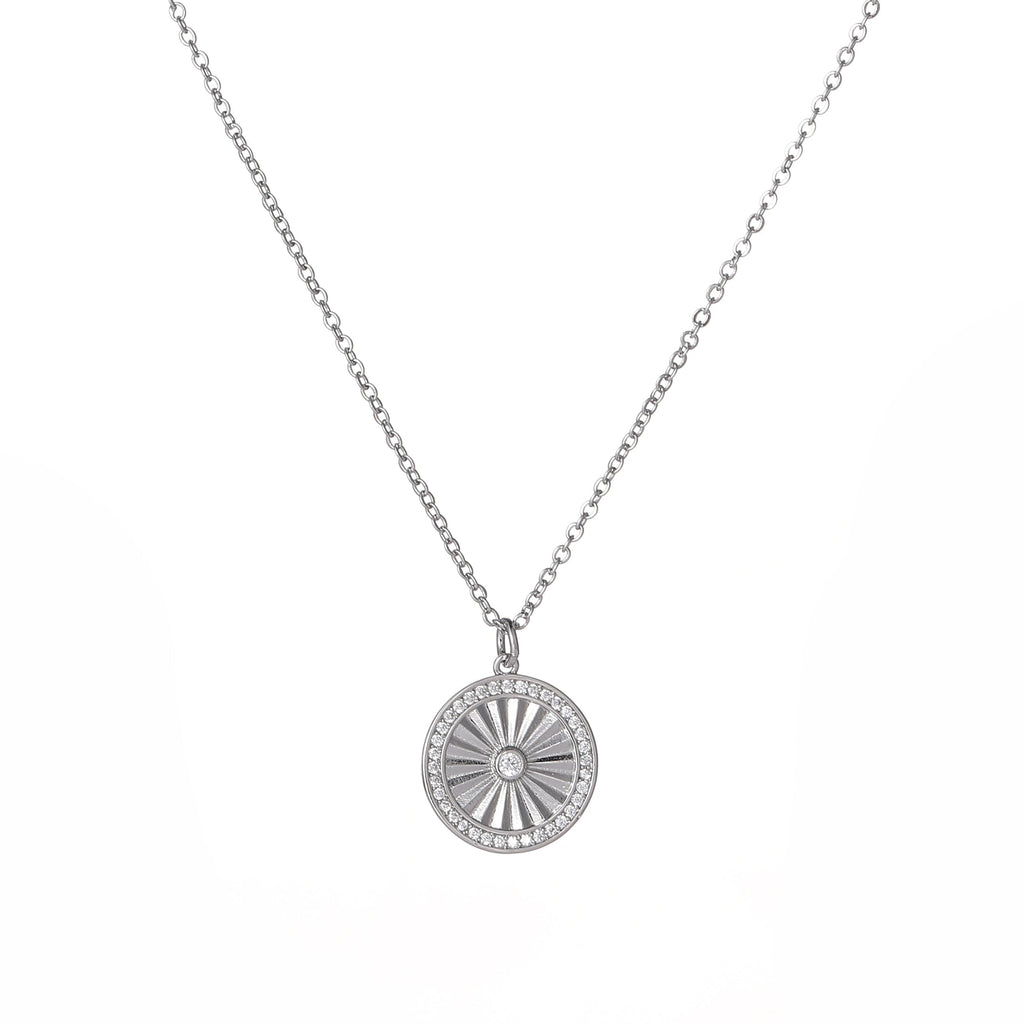 Silver Crystal Circle Pendant