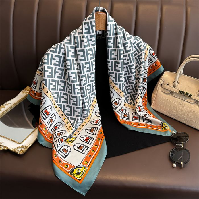 Duck Egg Blue Patterned Neck Scarf