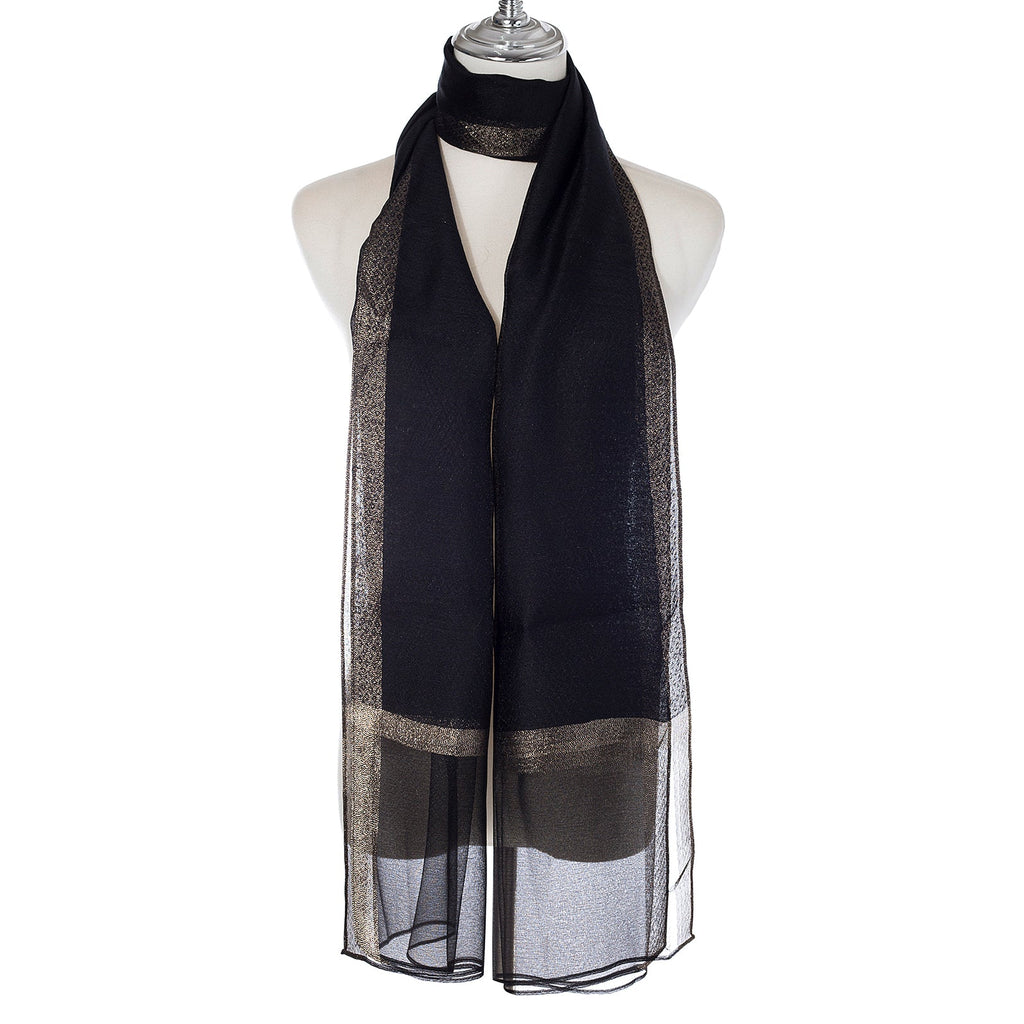 Black Shimmer Trim Scarf