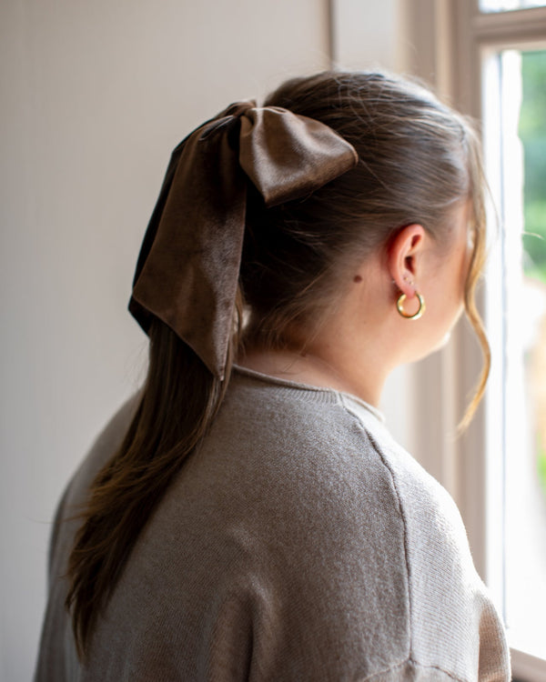 Bury Chocolate Brown Velvet Hair Bow
