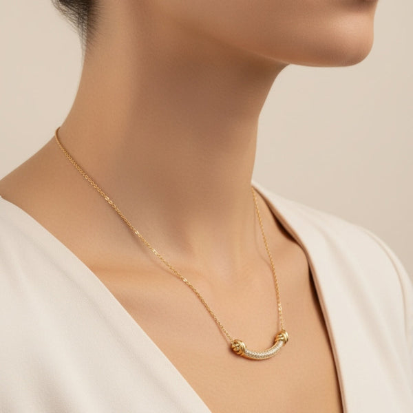 Genevieve Gold Encrusted Criss Cross Necklace