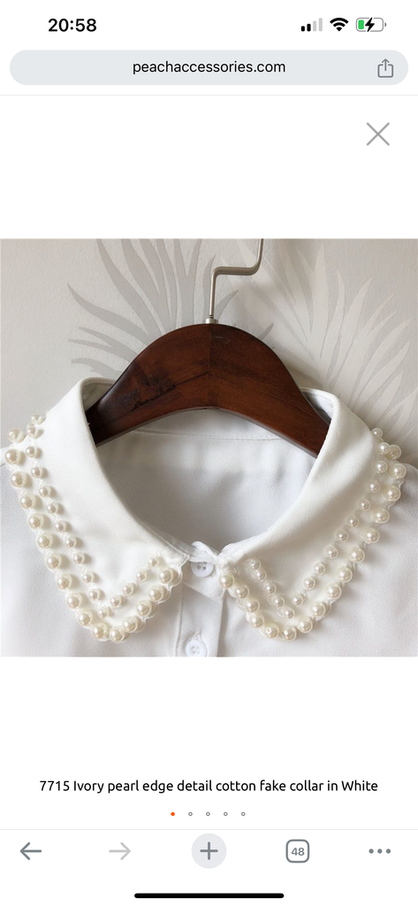 White Shirt Collar with Ivory pearl edge detail