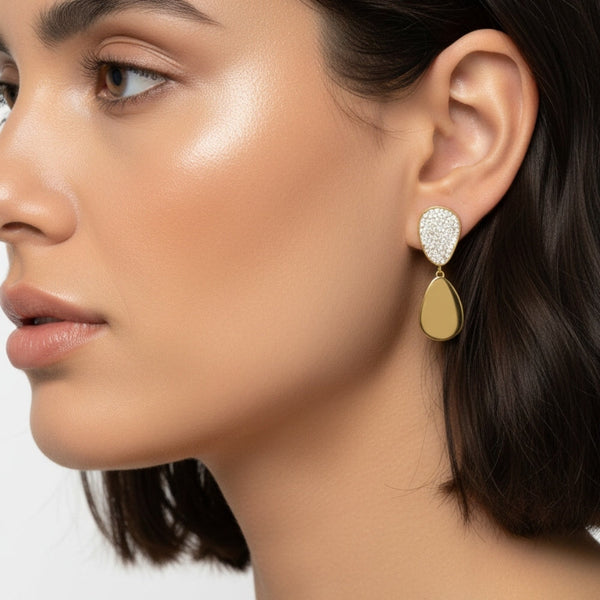 Golden Glow & Crystal Drop Earrings