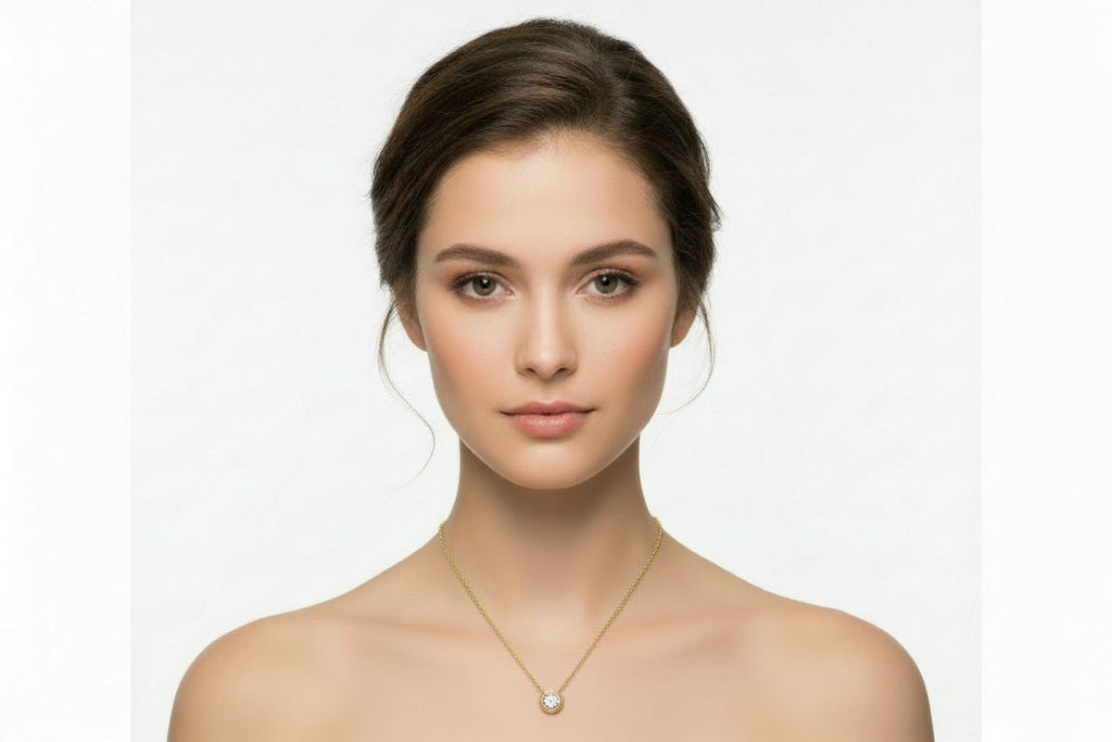 Gold & Crystal Solitaire Pendant Necklace