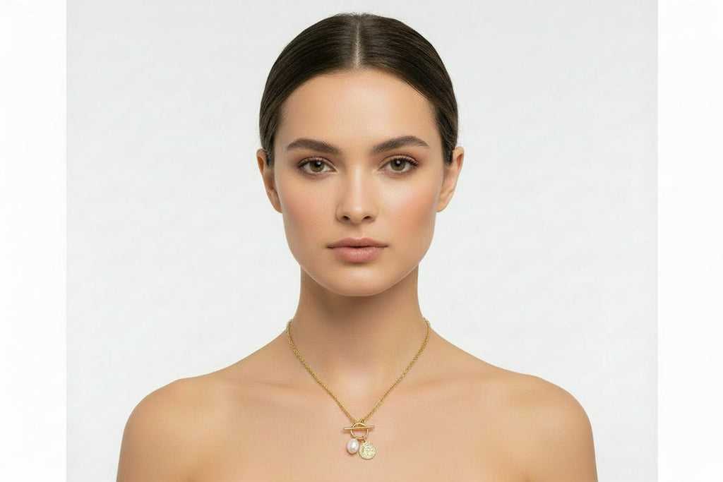 Gold & Pearl Toggle Necklace
