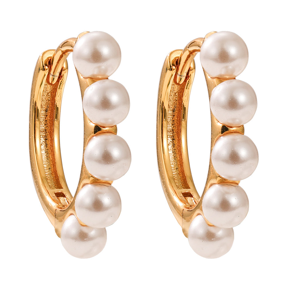 Gold & Pearl Hoop Earrings