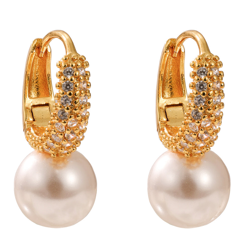 Gold Encrusted & Pearl Drop Earrings