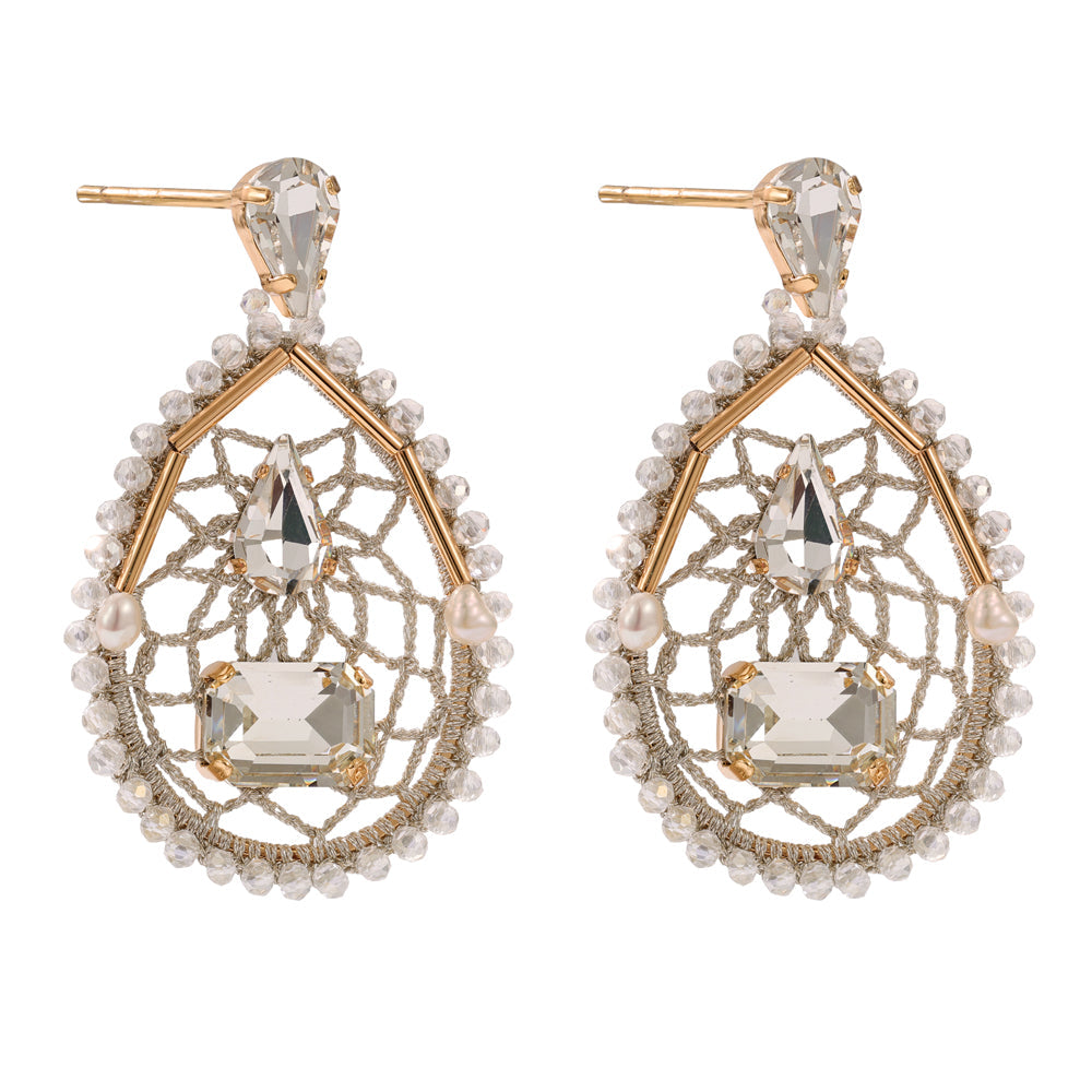 Alora Crochet & Crystal Statement Earrings