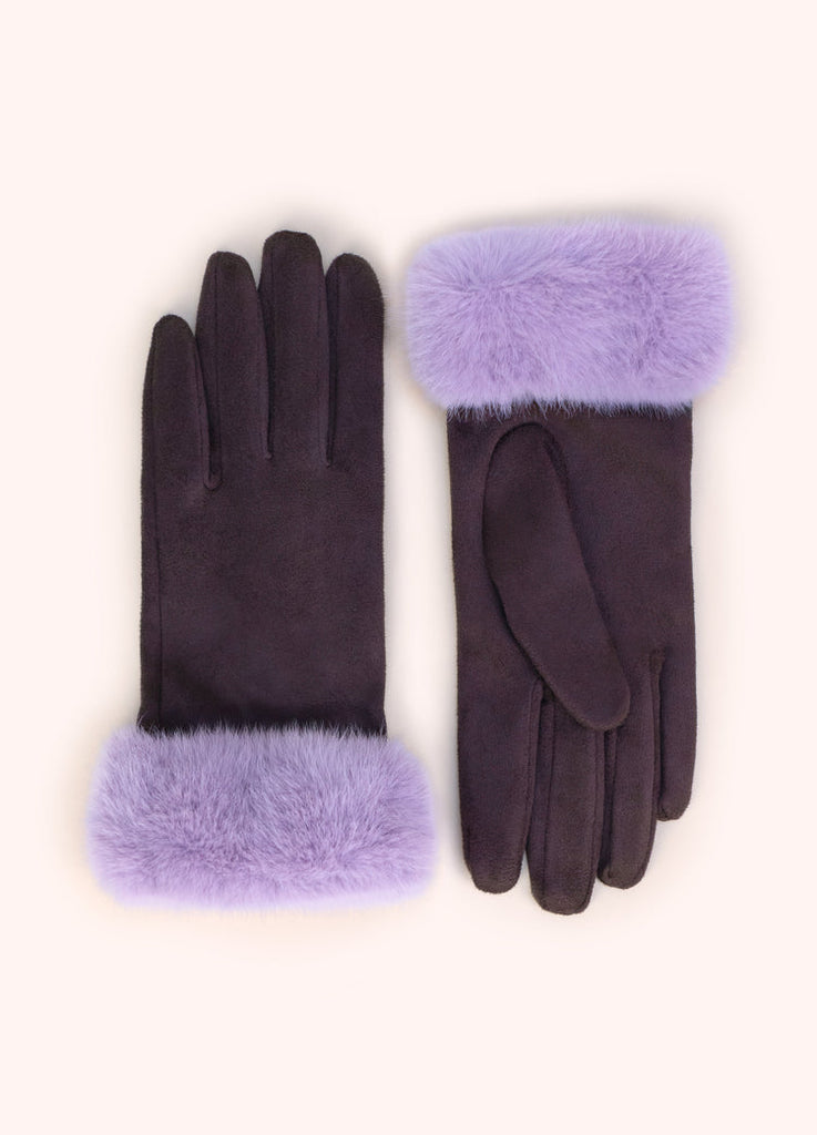 Powder Bettina Damson Suede & Faux Fur Gloves