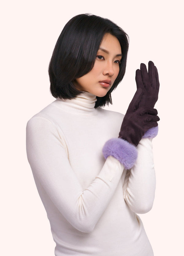 Powder Bettina Damson Suede & Faux Fur Gloves