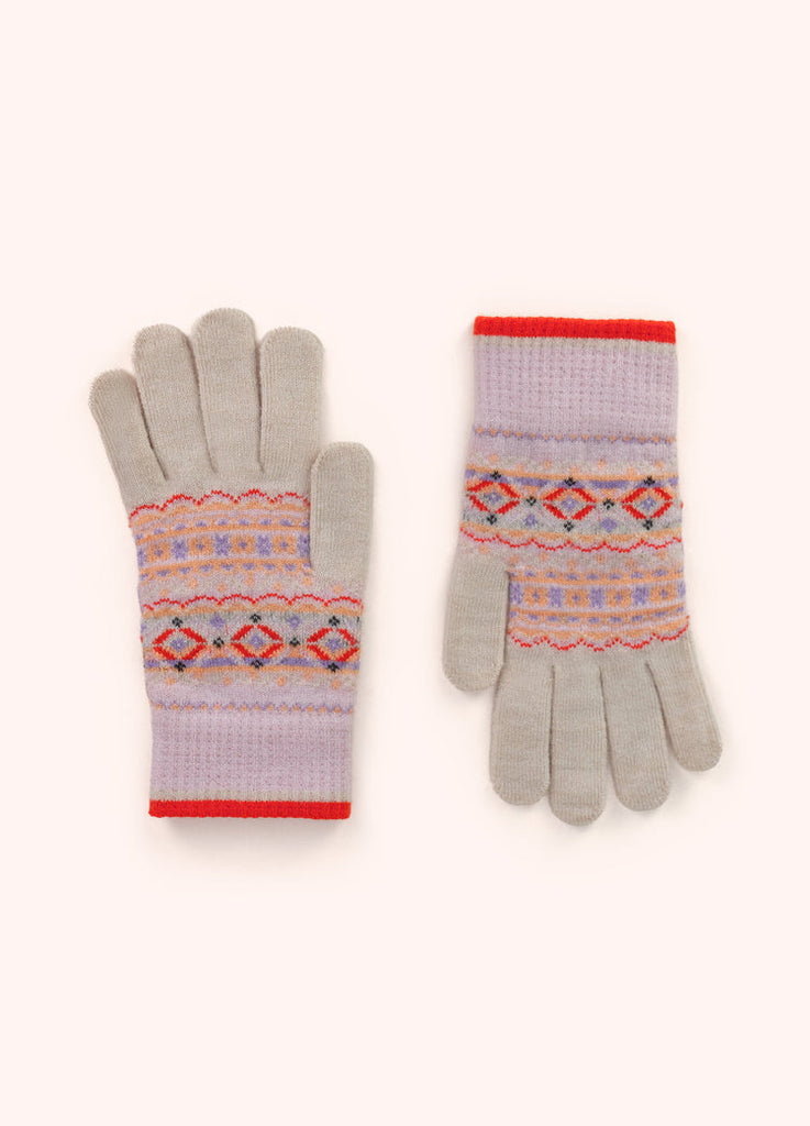 Powder Fair Isle Cream Mix Gloves