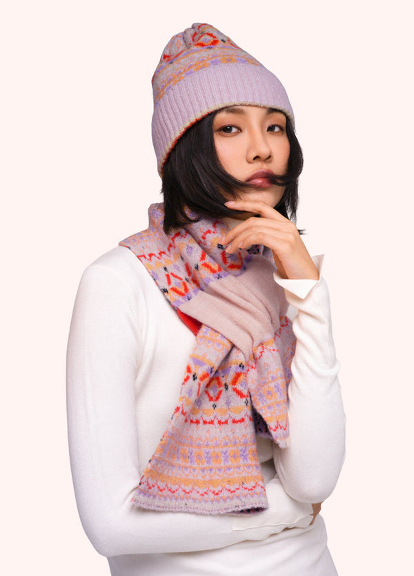 Powder Fair Isle Cream Mix Pull Through Scarf