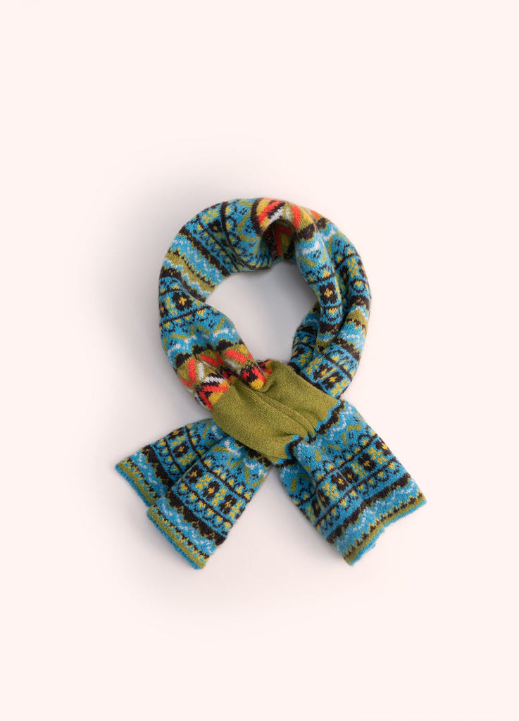 Powder Fair Isle Teal Mix Pull Through Scarf