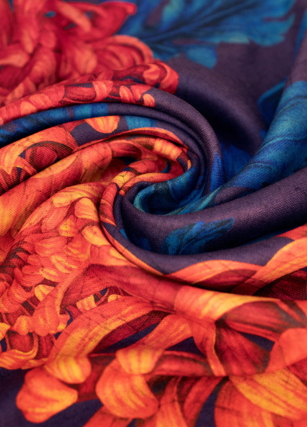 Powder Chrysanthemum Lux Print Scarf
