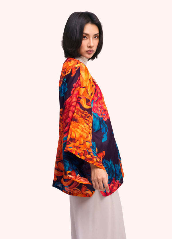 Powder Chrysanthemum Short Kimono Jacket