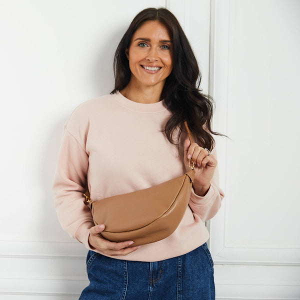 Camel Leather Hobo Sling Bag