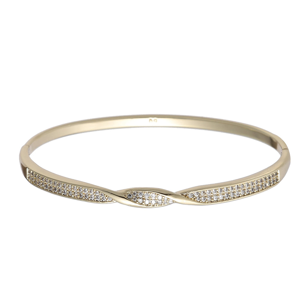 Gold & Crystal Twist Bangle Bracelet