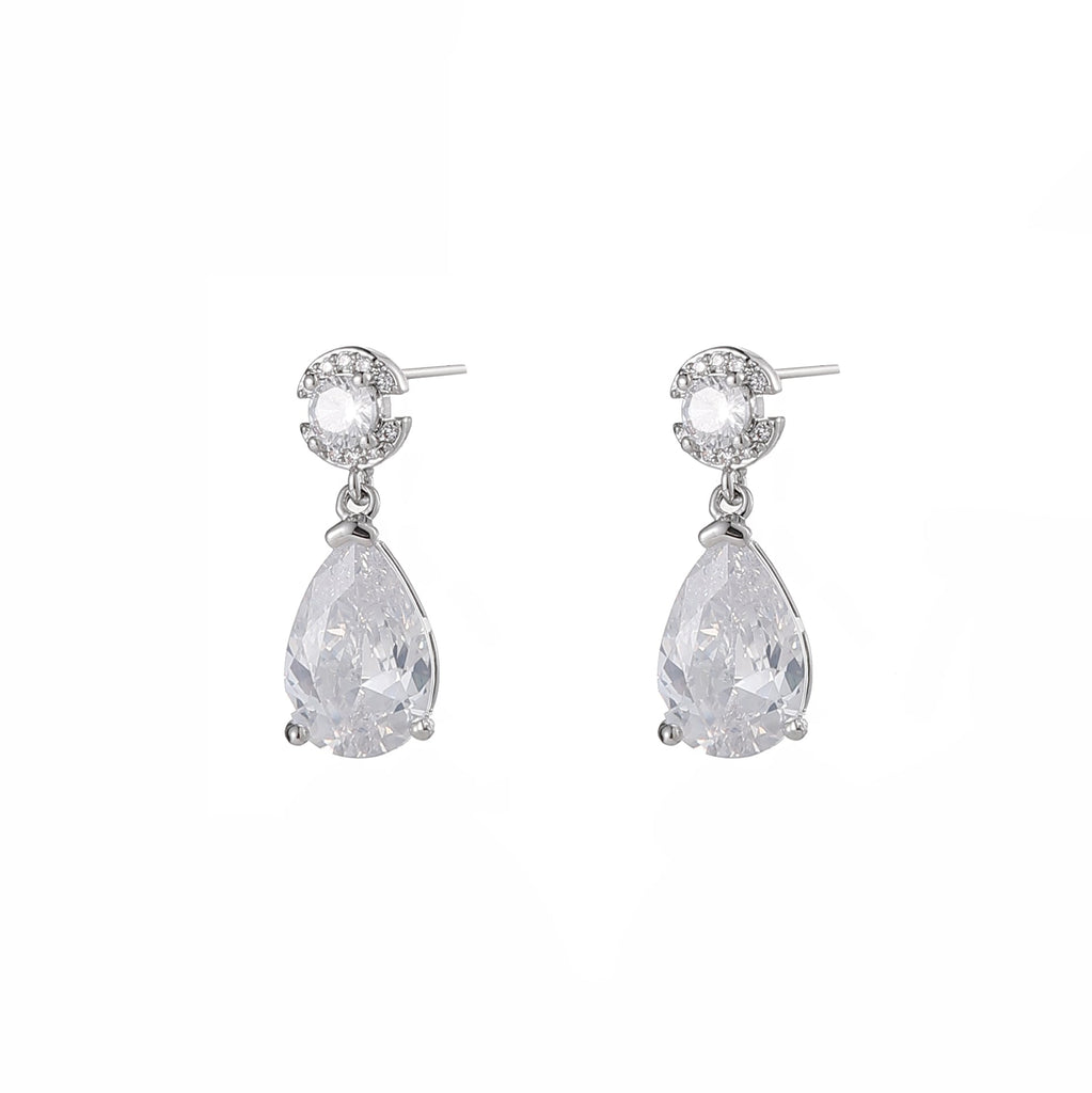 Silver & Crystal Teardrop Earrings
