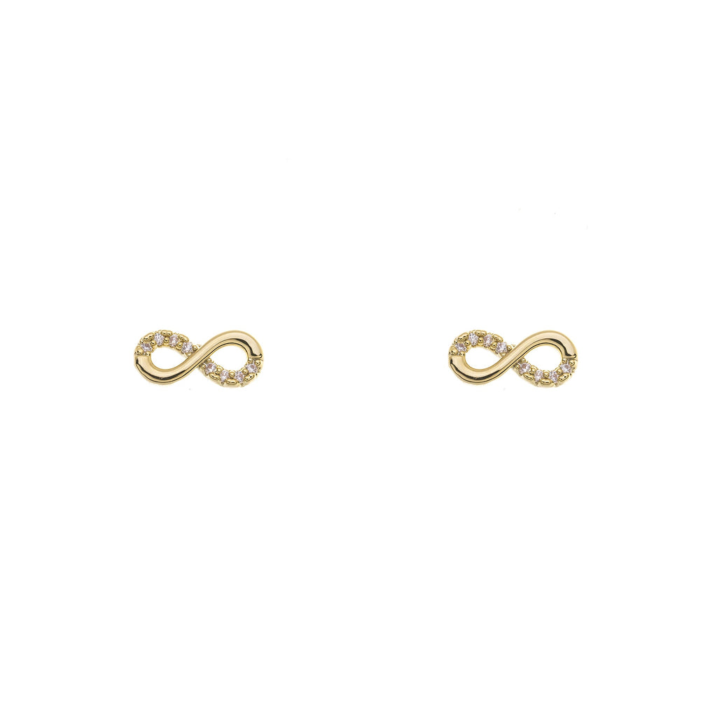 Gold & Crystal Infinity Stud Earrings