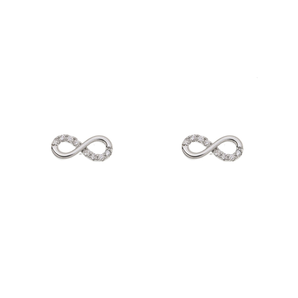 Silver & Crystal Infinity Stud Earrings