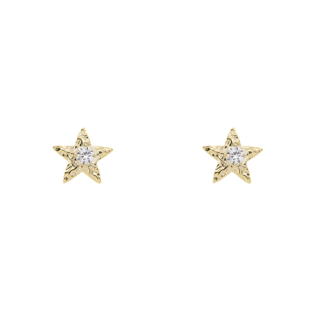 Gold & Crystal Star Stud Earrings