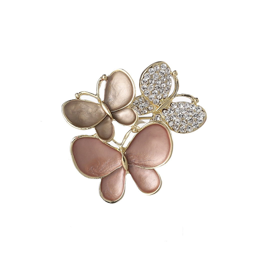 Gold & Crystal Butterfly Brooch