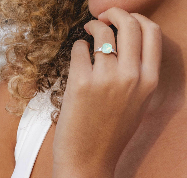 Silver & Turquoise Adjustable Ring