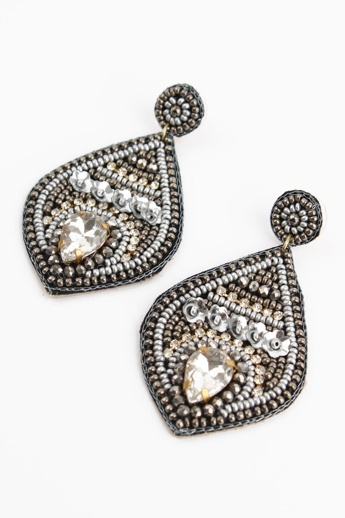 Silver Art Deco Drop Earrings