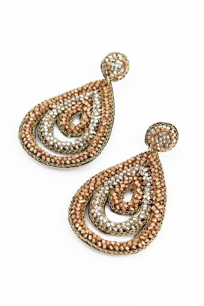 Gold & Silver Teardrop Earrings