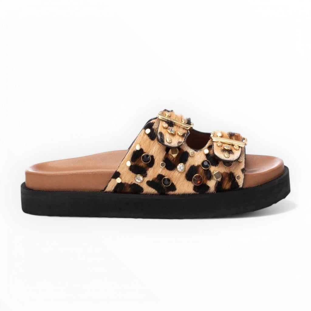 Carmela Leopard Print Embellished Sandals