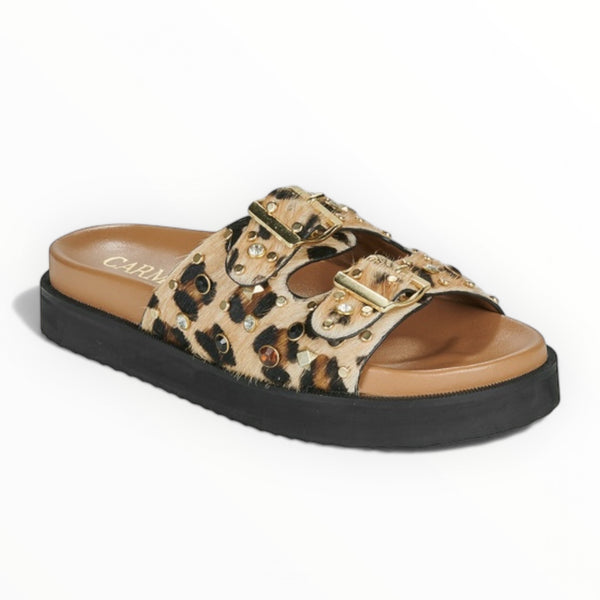 Carmela Leopard Print Embellished Sandals